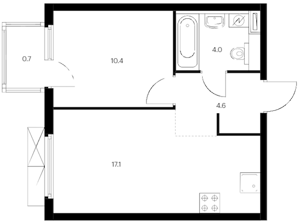 1-комнатная квартира 36.8 м², 15/15 эт., ЖК «Заречный парк»
